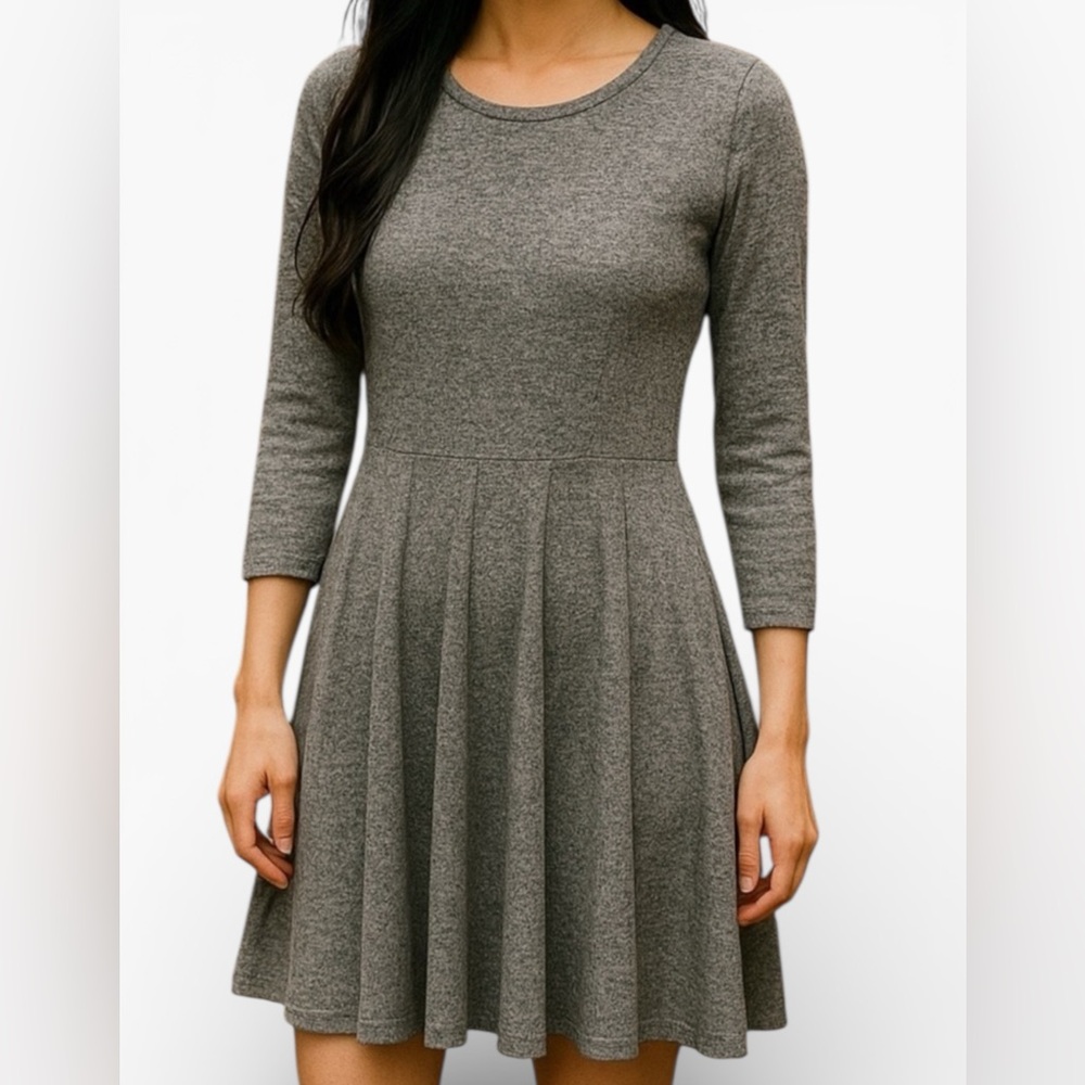 Anthropology Dolan Fit and Flare Dress Gray Long Sleeve Womens Size Small